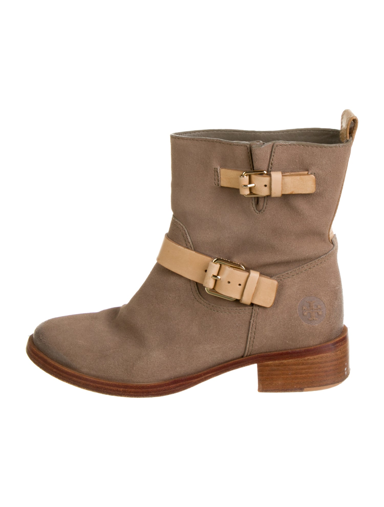 Tory Burch Suede Colorblock Pattern Moto Boots