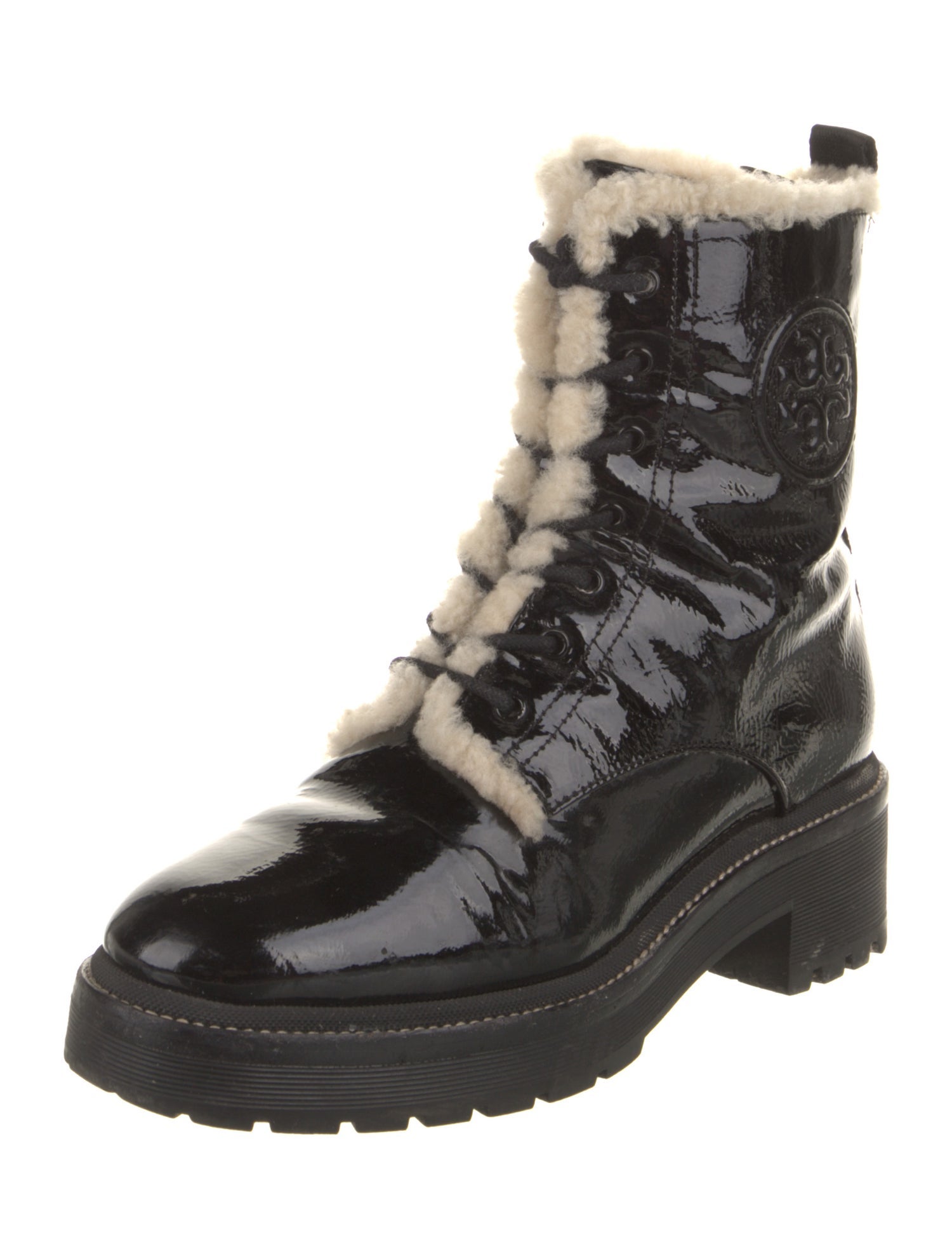 Tory Burch Patent Leather Combat Boots