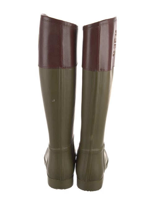Tory Burch Rubber Leather Trim Embellishment Rain Boots