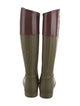 Tory Burch Rubber Leather Trim Embellishment Rain Boots