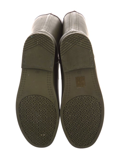 Tory Burch Rubber Leather Trim Embellishment Rain Boots
