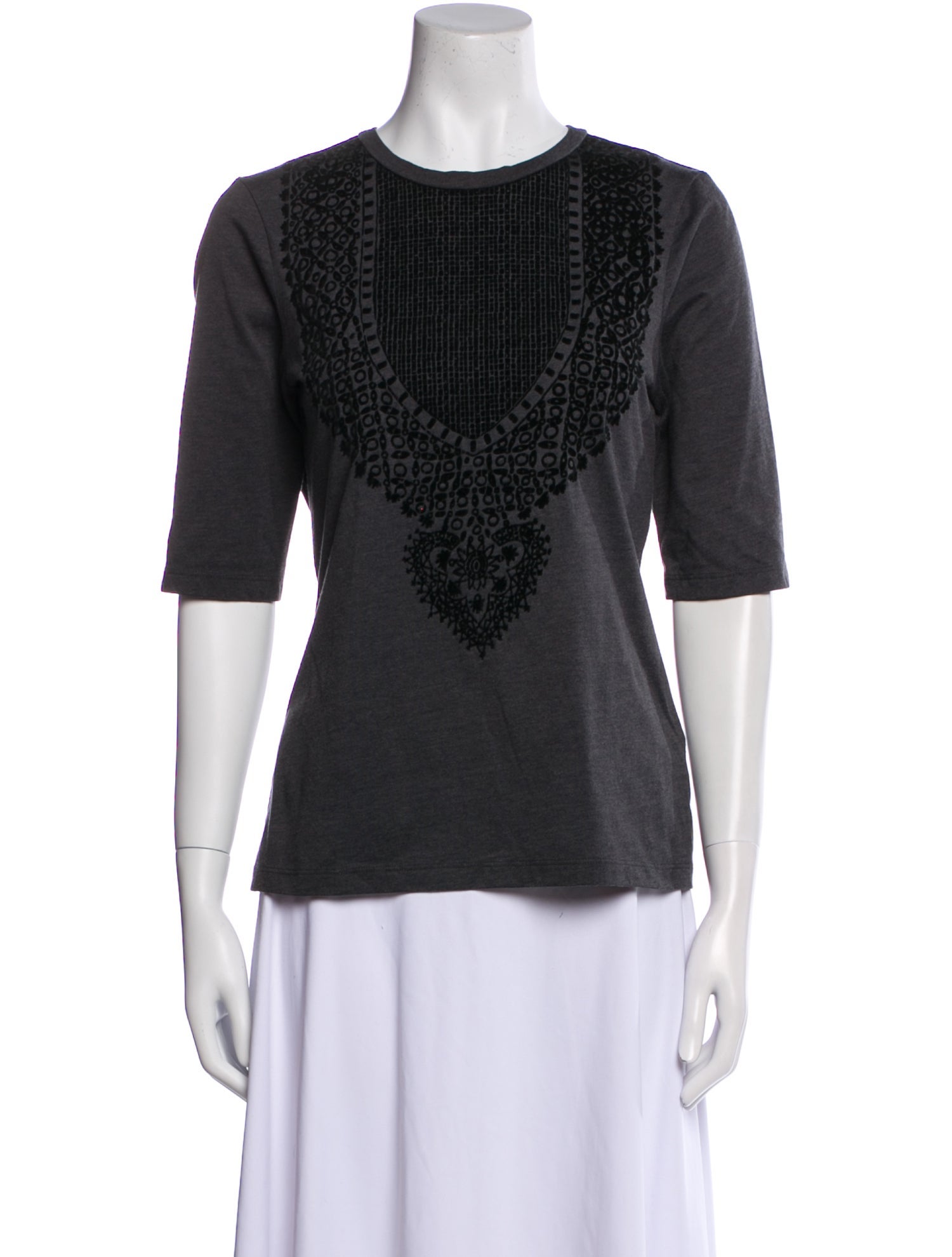 Tory Burch Lace Pattern Crew Neck Top