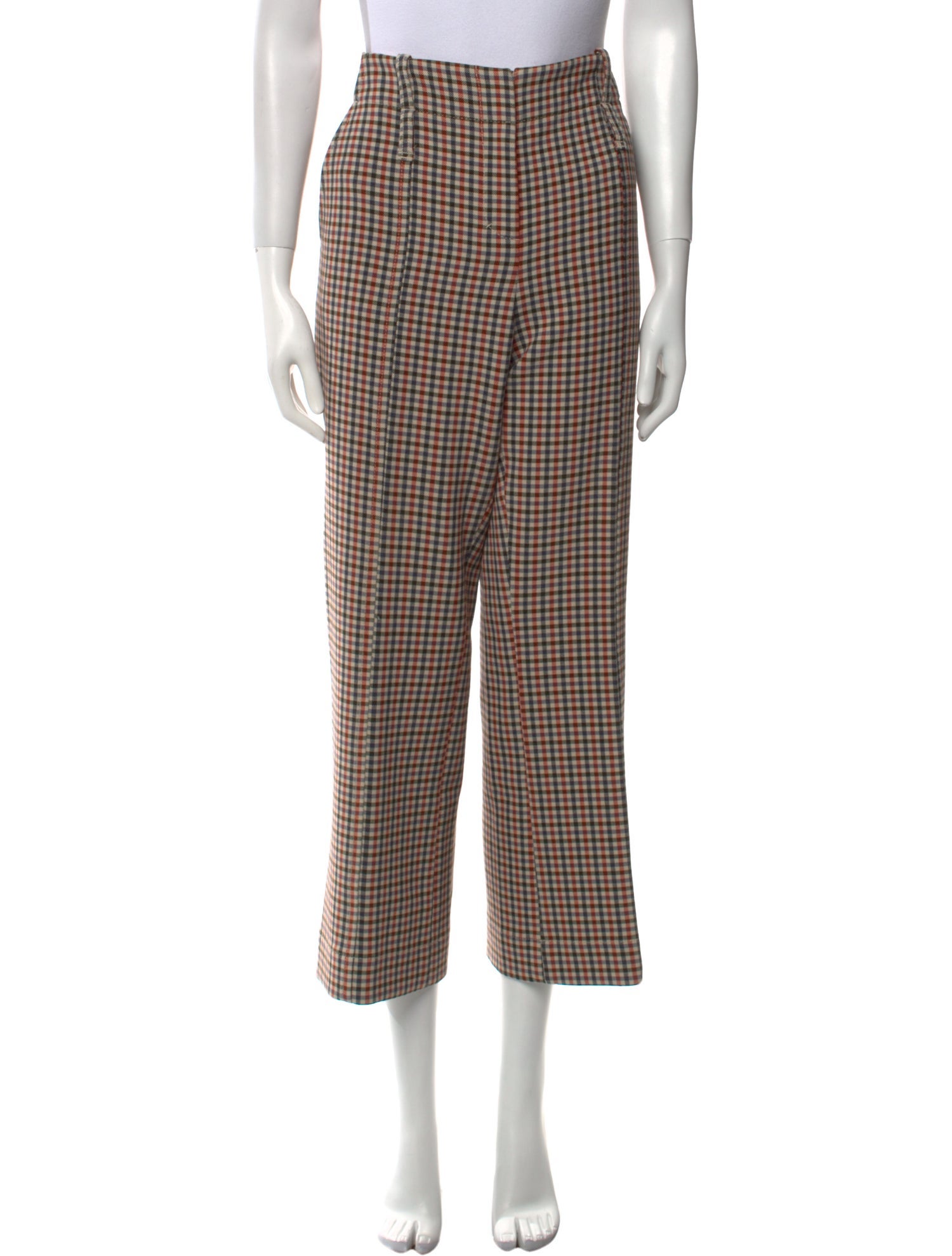 Tory Burch Plaid Print Wide Leg Pants