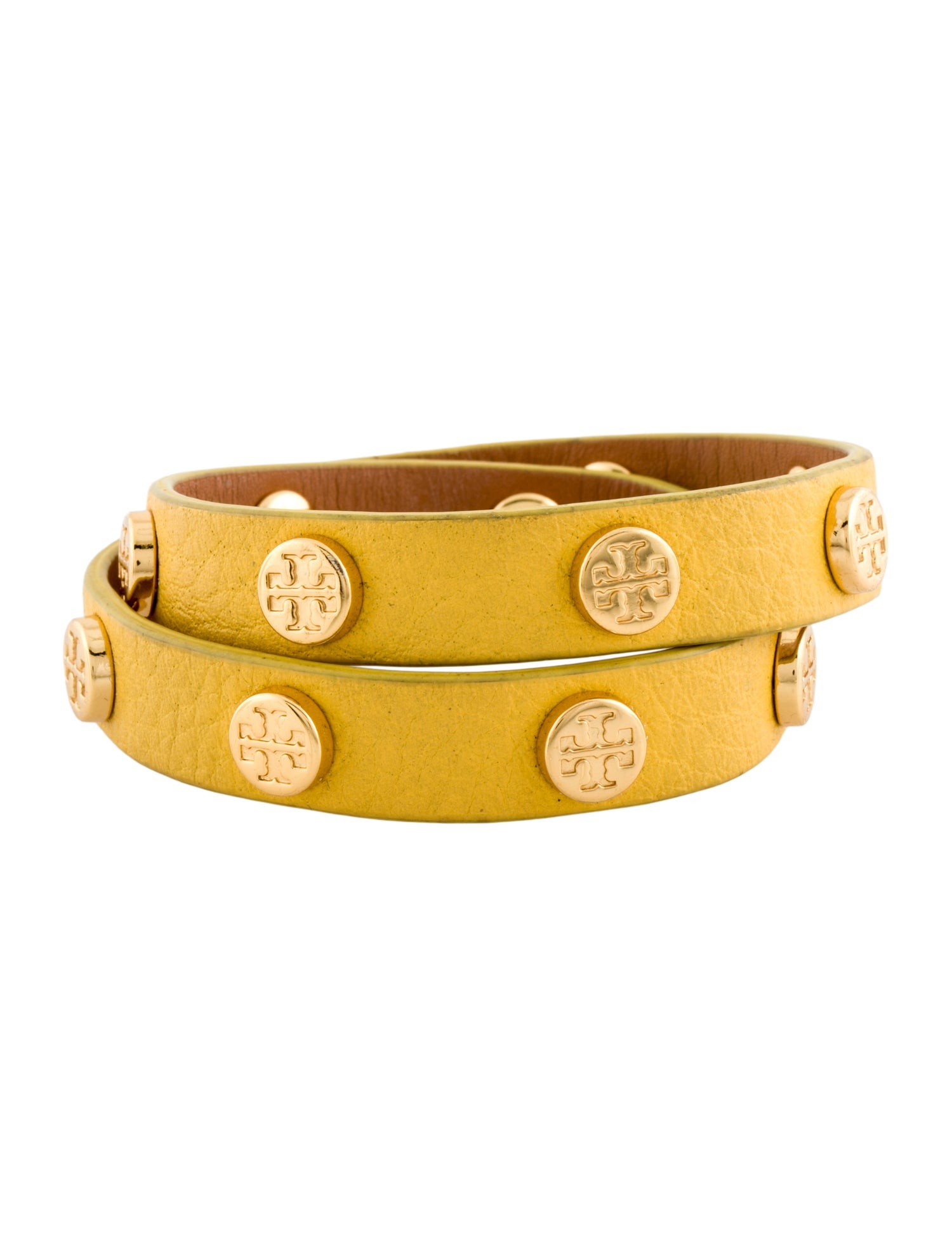 Tory Burch Leather Studded Double Wrap Bracelet