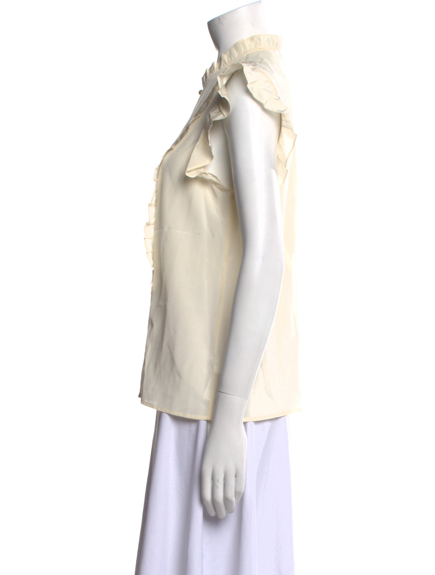 Tory Burch Silk Mock Neck Button-Up Top