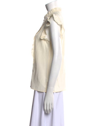 Tory Burch Silk Mock Neck Button-Up Top