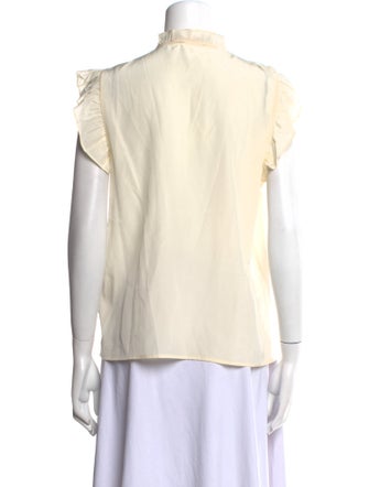 Tory Burch Silk Mock Neck Button-Up Top