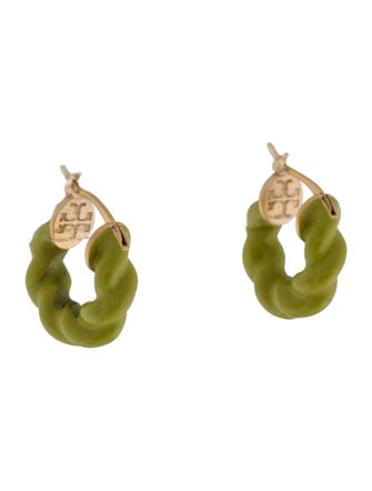Tory Burch Enamel Twisted Hoop Earrings