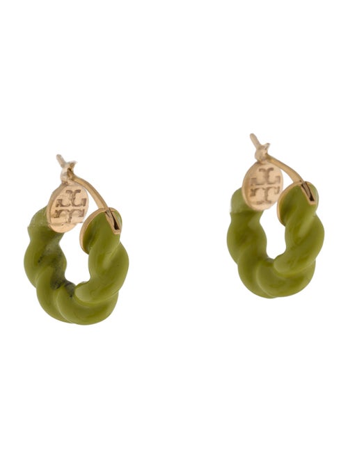 Tory Burch Enamel Twisted Hoop Earrings