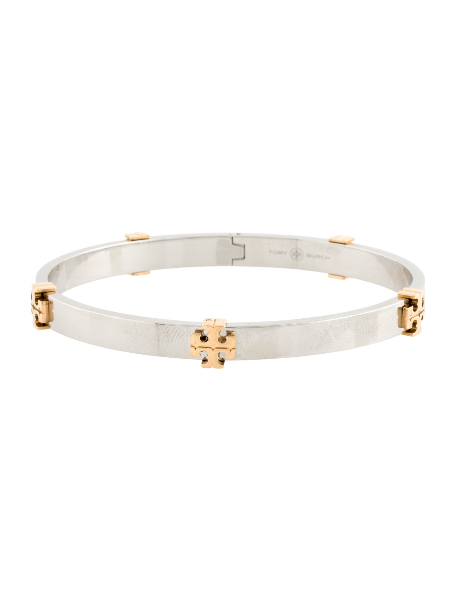 Tory Burch Two Tone Kira Hinge Bangle Bracelet