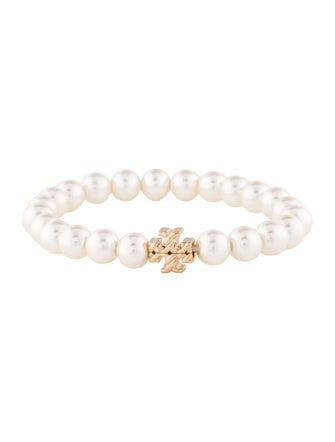Tory Burch Faux Pearl Britten Stretch Bracelet