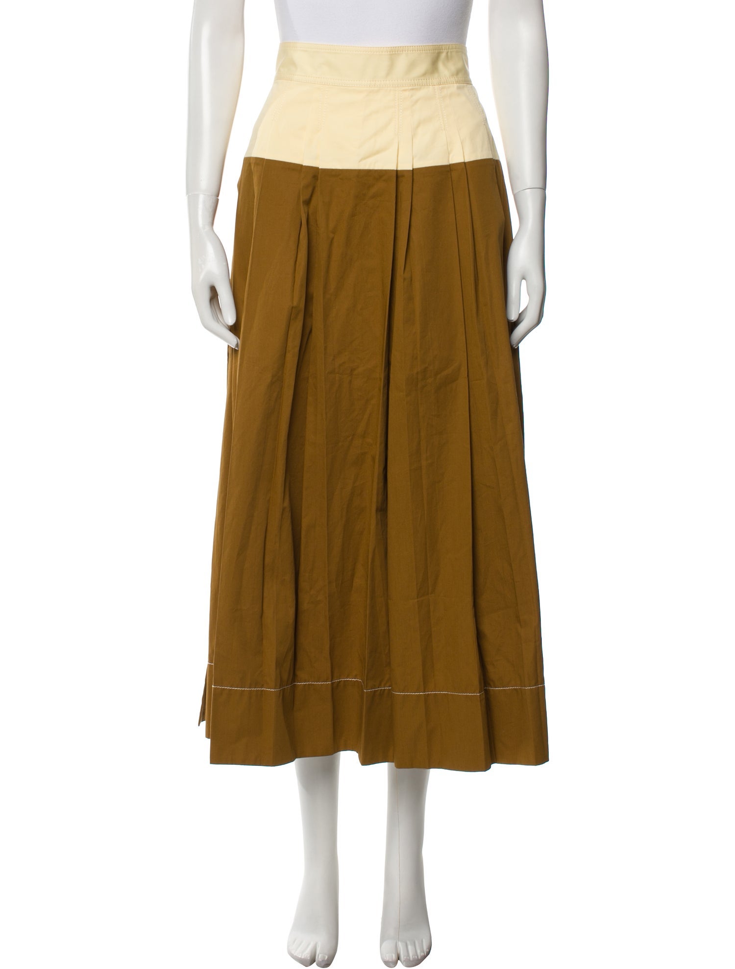 Tory Burch Pleated Accents Midi Length Skirt