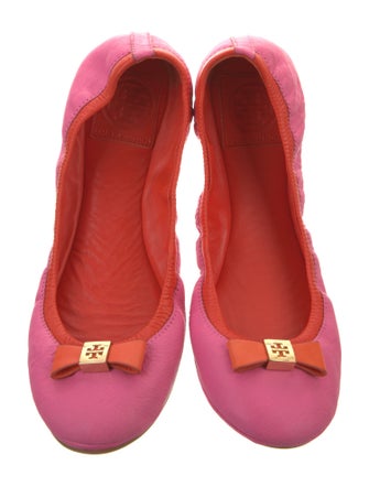 Tory Burch Leather Bow Accents Ballet Flats
