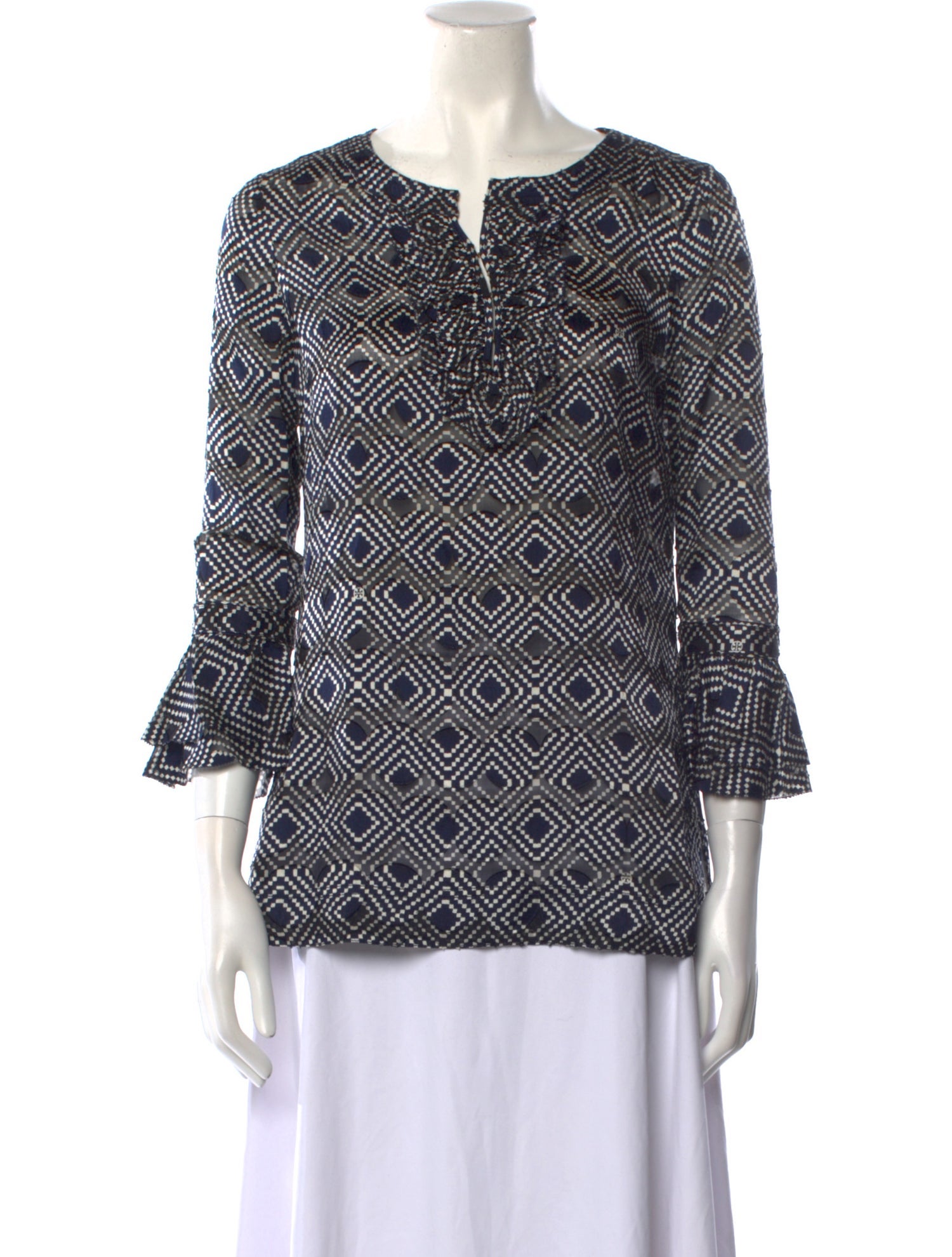 Tory Burch Printed V-Neck Blouse