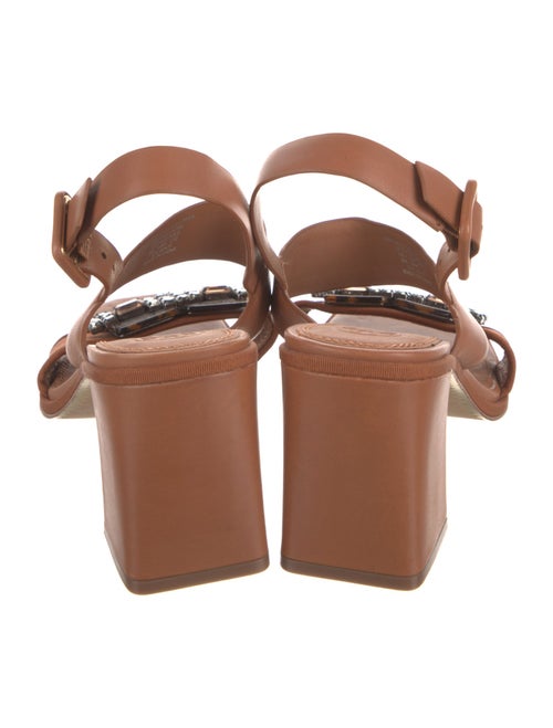Tory Burch Leather Crystal Embellishments Slingback Sandals