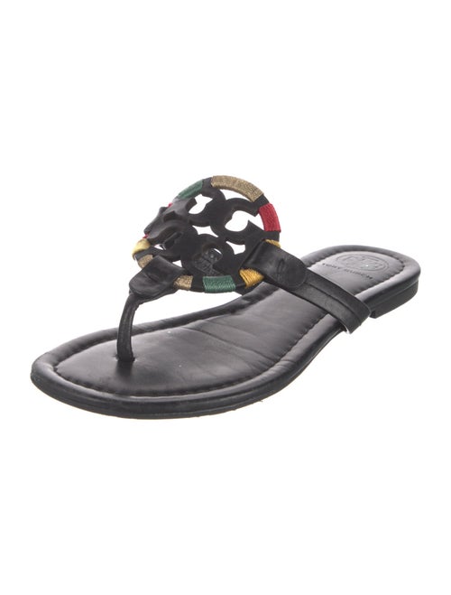 Tory Burch Leather Floral Print Flip Flops