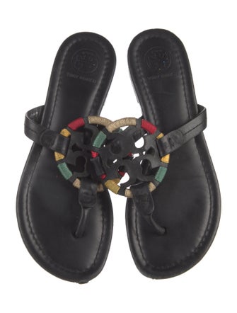 Tory Burch Leather Floral Print Flip Flops