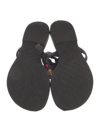 Tory Burch Leather Floral Print Flip Flops