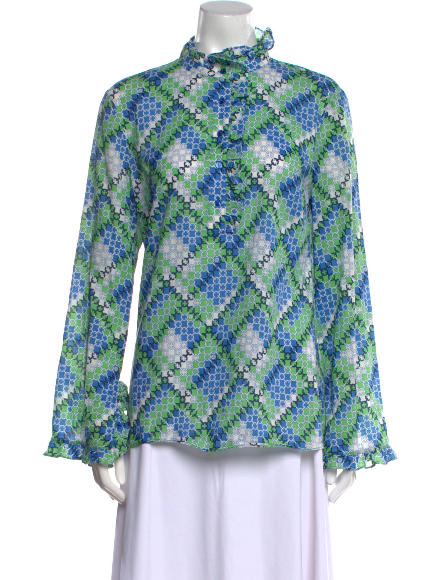 Tory Burch Printed Mock Neck Blouse