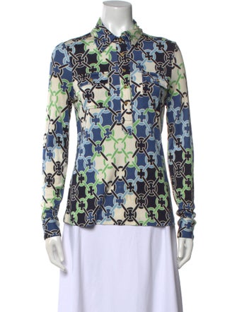 Tory Burch Silk Printed Button-Up Top