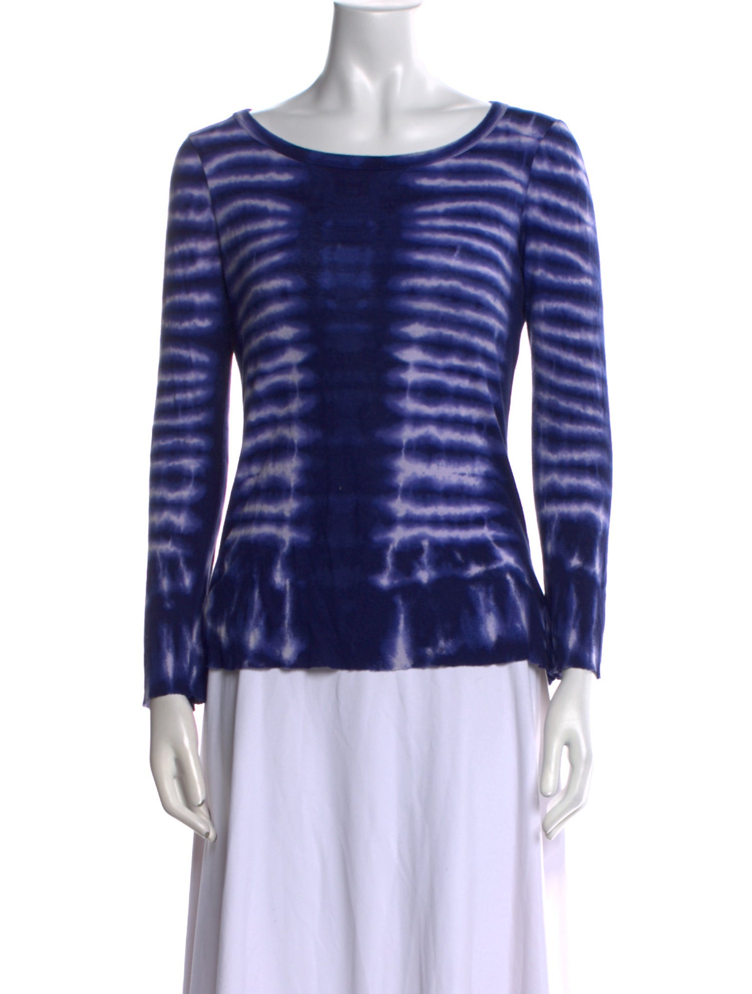 Tory Burch Tie-Dye Print Bateau Neckline Top