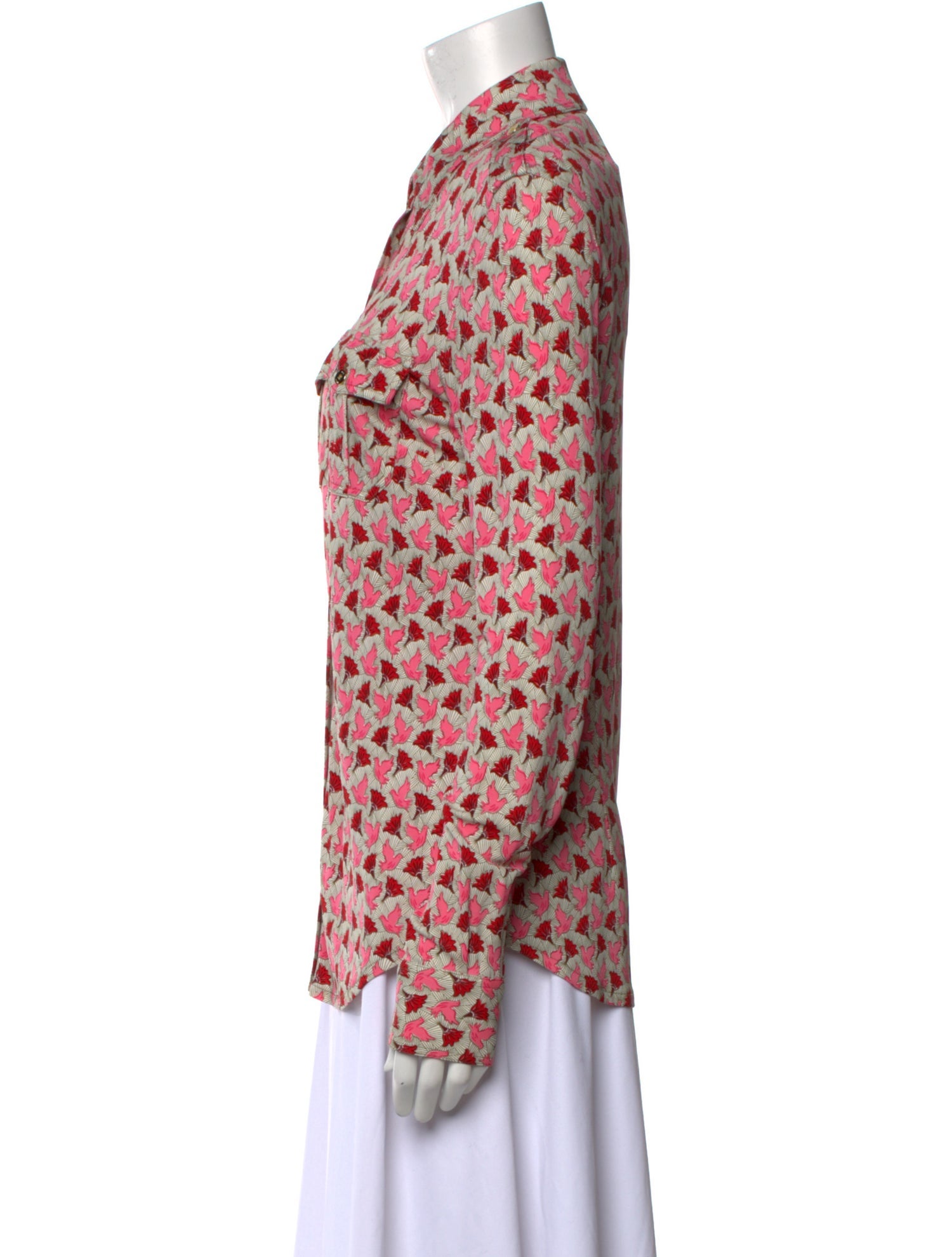 Tory Burch Printed Long Sleeve Button-Up Top