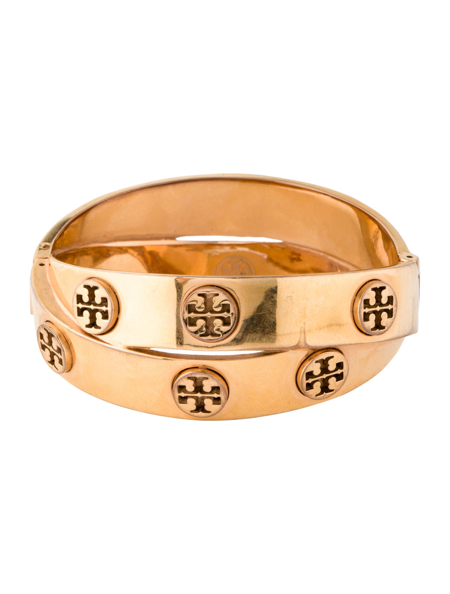 Tory Burch Logo Studded Hinged Bangle Bracelet