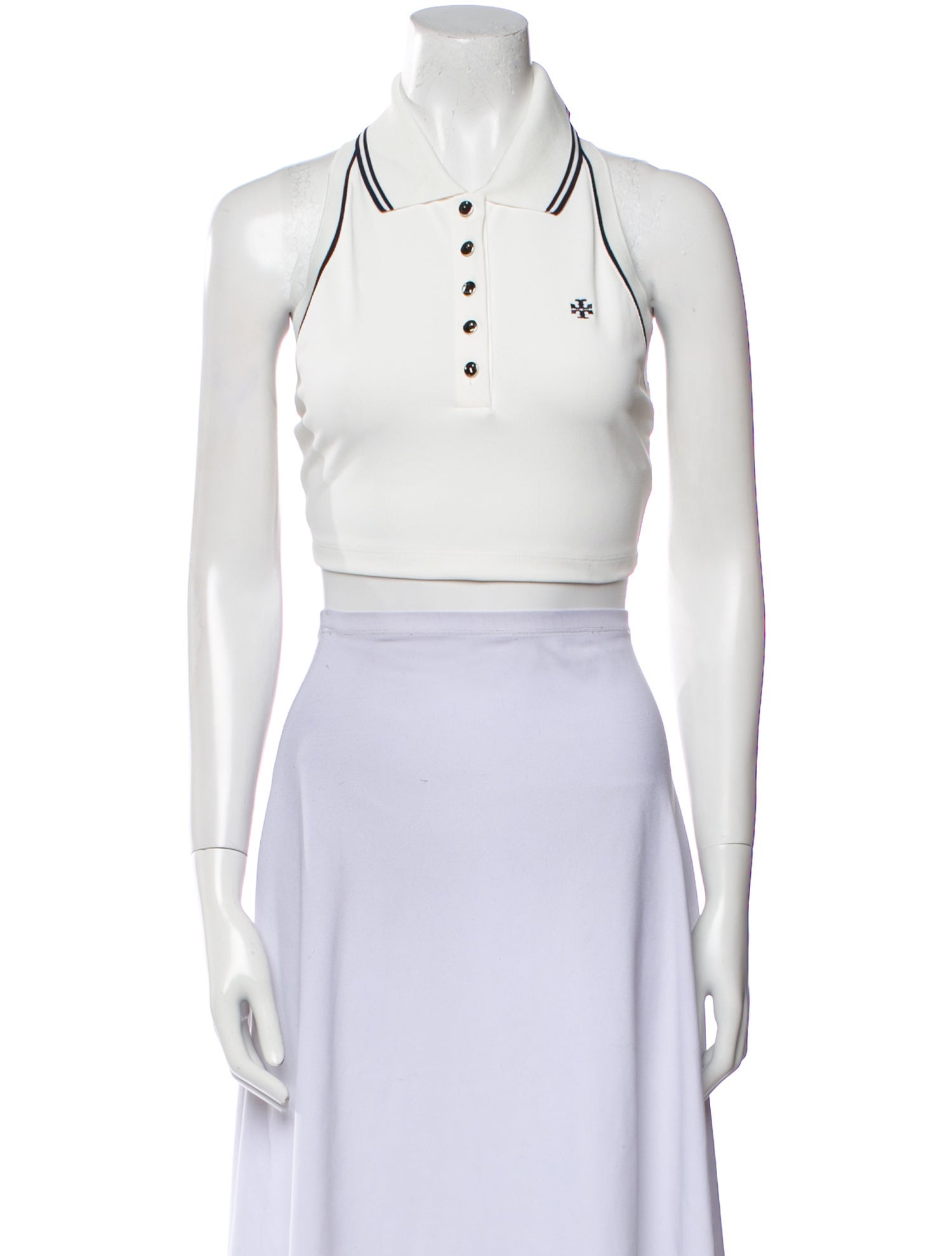 Tory Burch Halterneck Sleeveless Crop Top