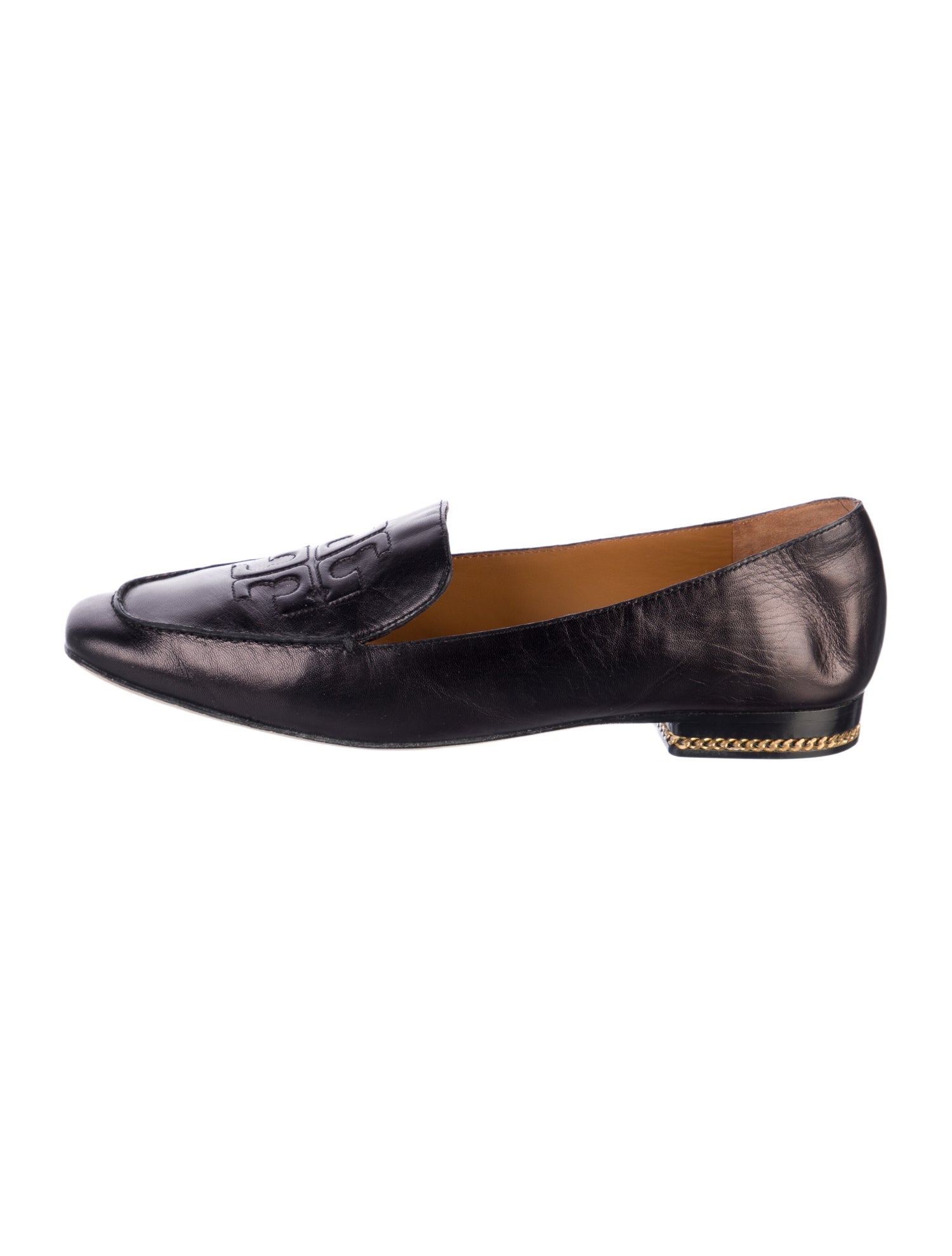 Tory Burch Leather Chain-Link Accents Loafers
