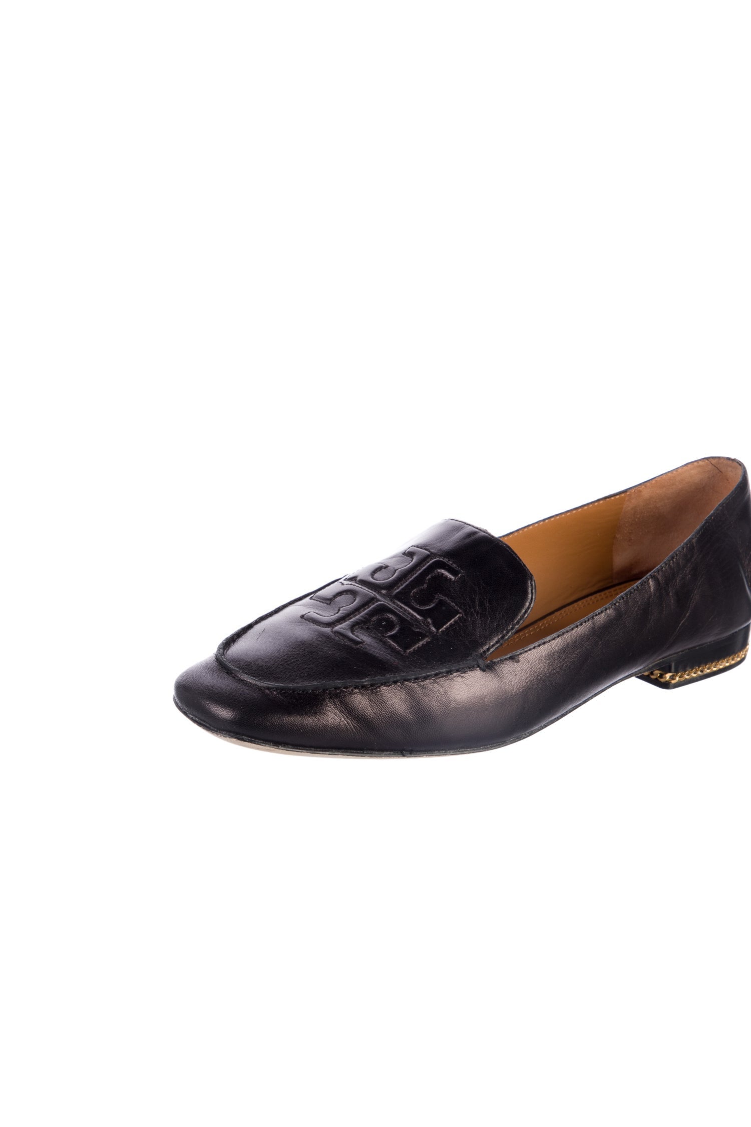 Tory Burch Leather Chain-Link Accents Loafers