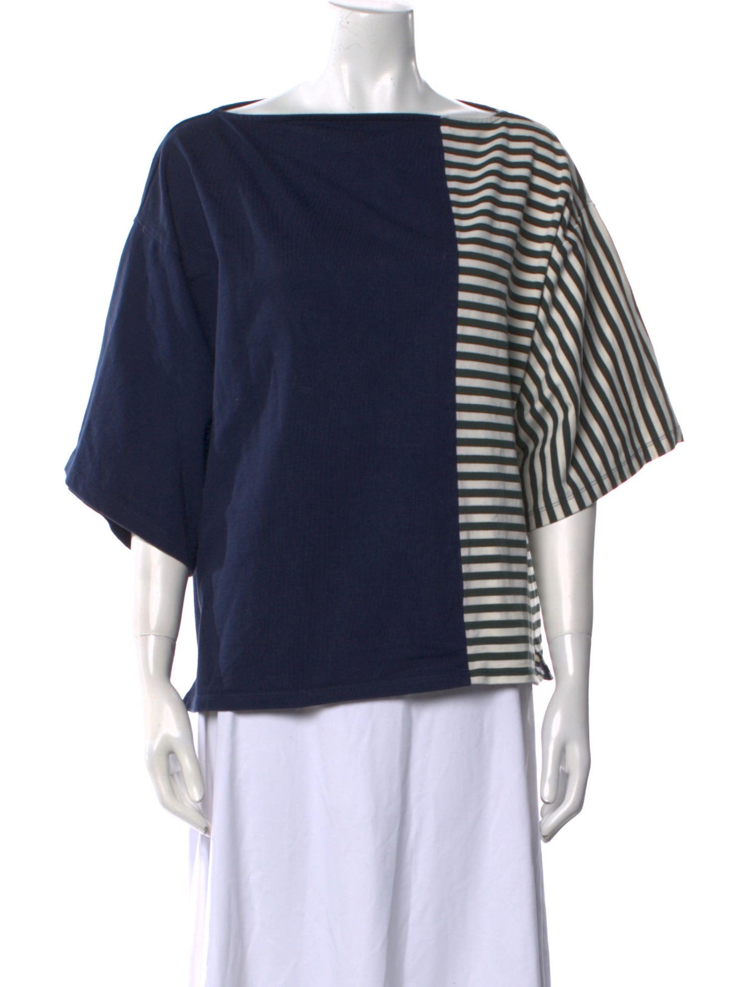 Tory Burch Striped Bateau Neckline Blouse