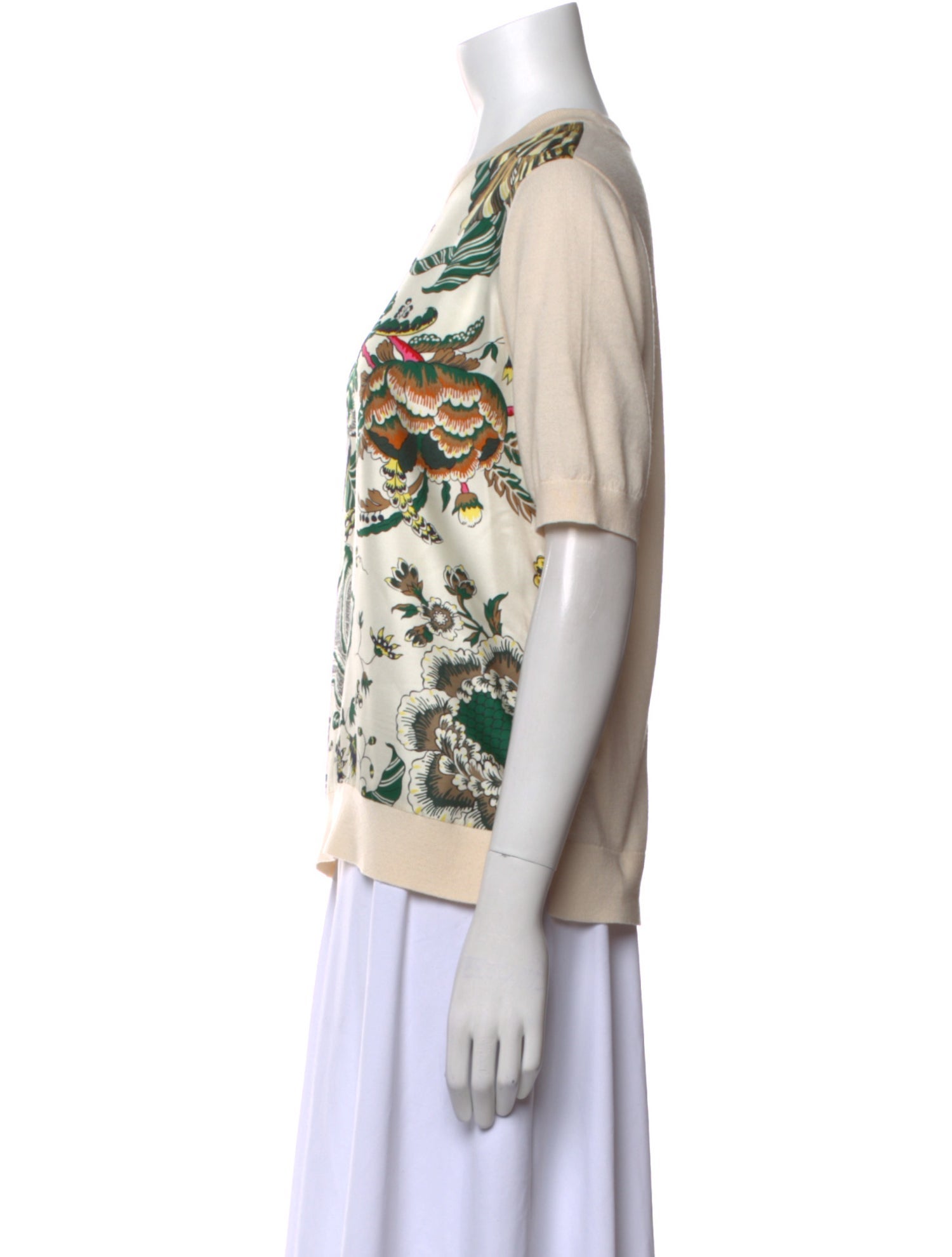 Tory Burch Silk Graphic Print T-Shirt