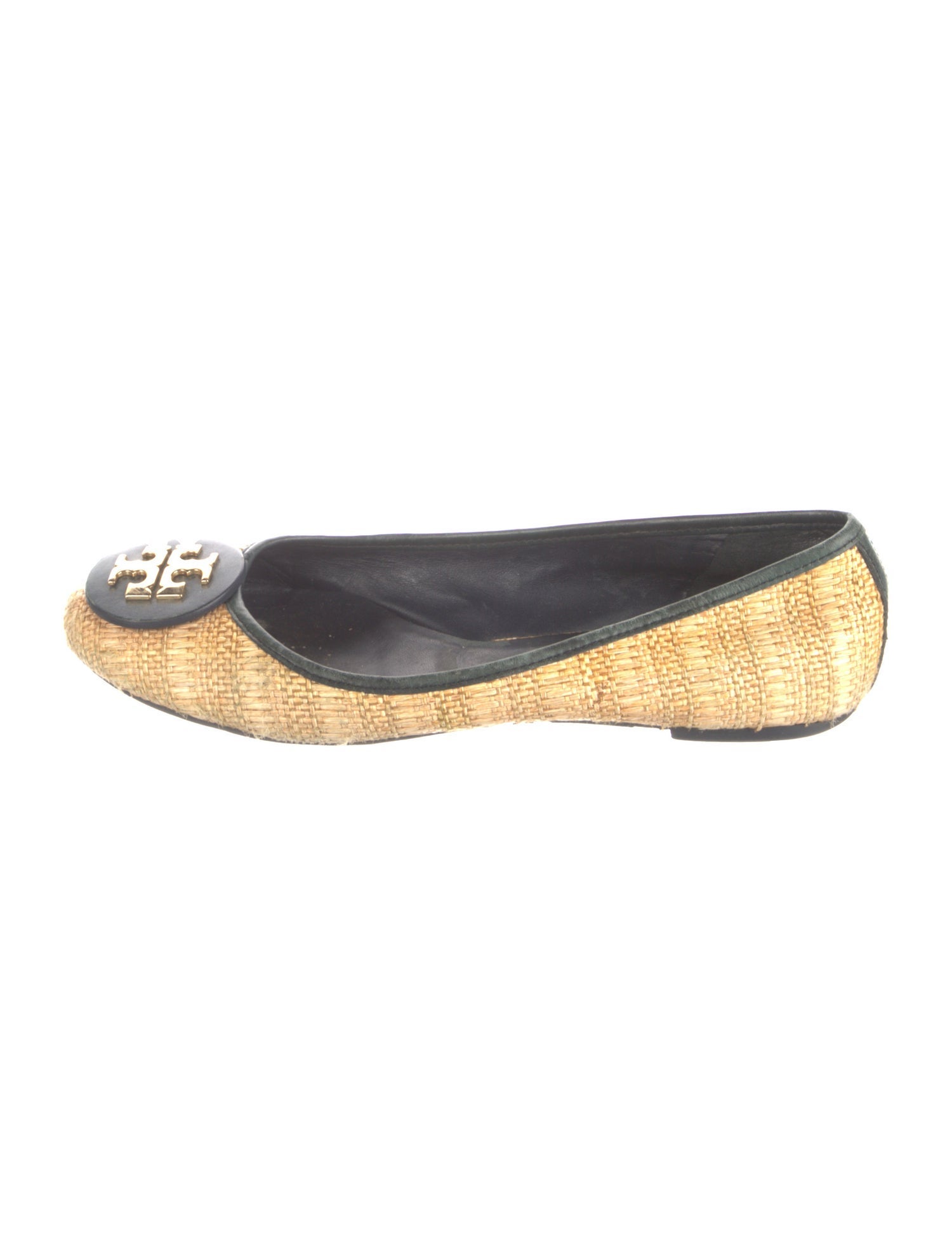 Tory Burch Straw Animal Print Ballet Flats