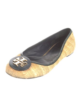 Tory Burch Straw Animal Print Ballet Flats