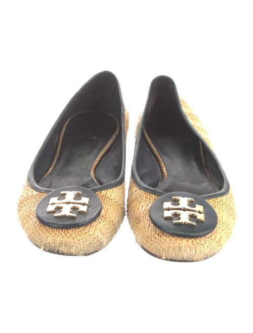 Tory Burch Straw Animal Print Ballet Flats
