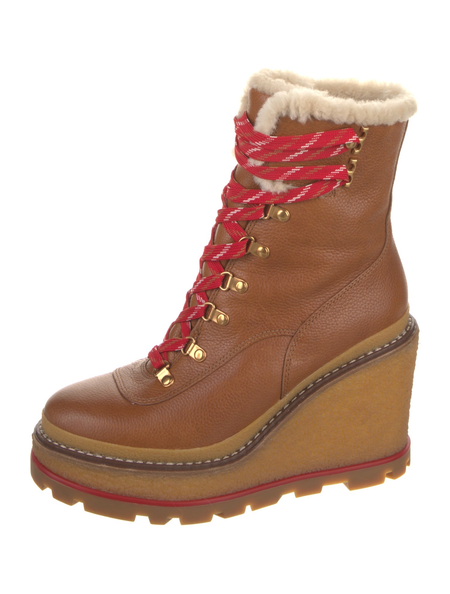 Tory Burch Leather Striped Combat Boots