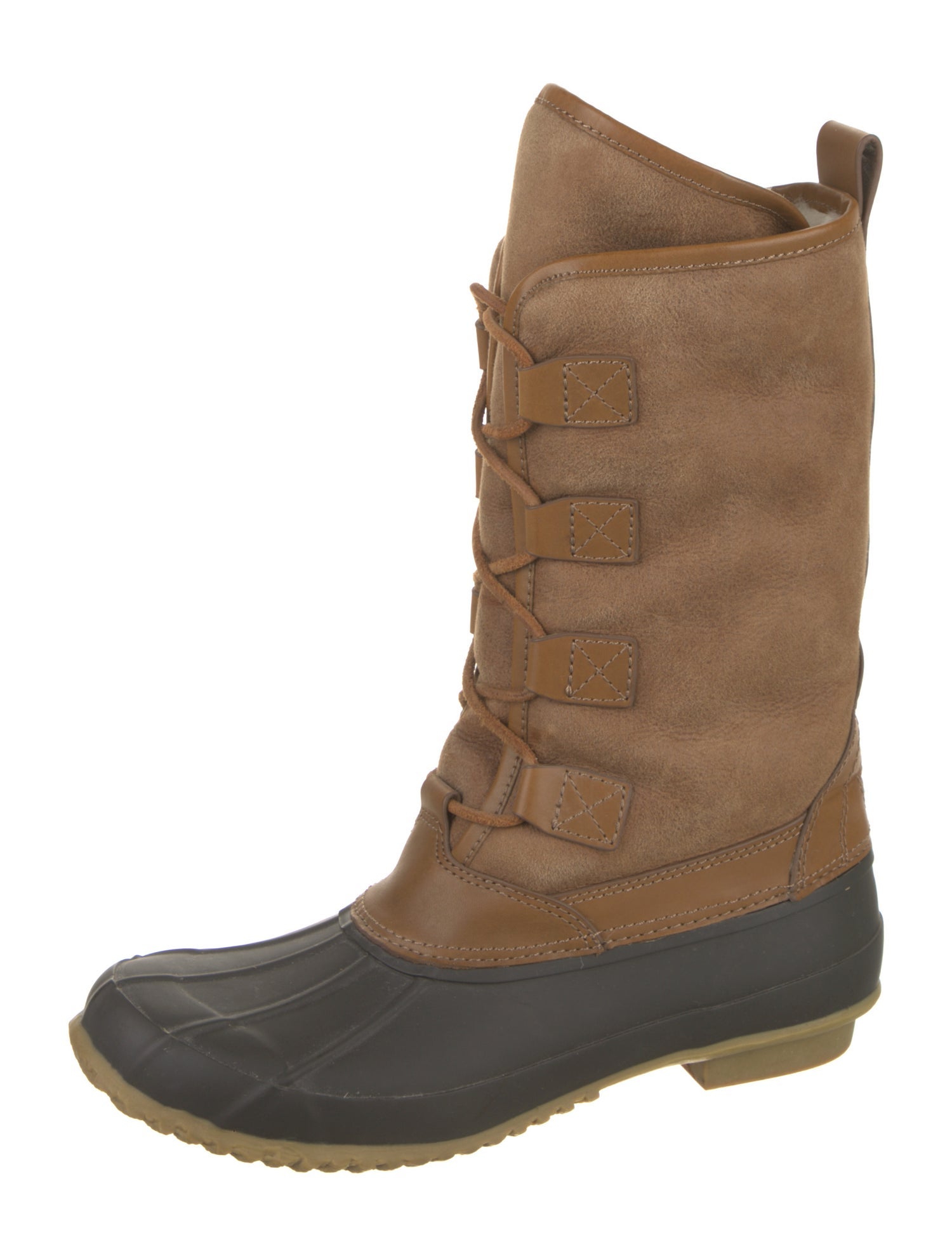 Tory Burch Suede Colorblock Pattern Lace-Up Boots