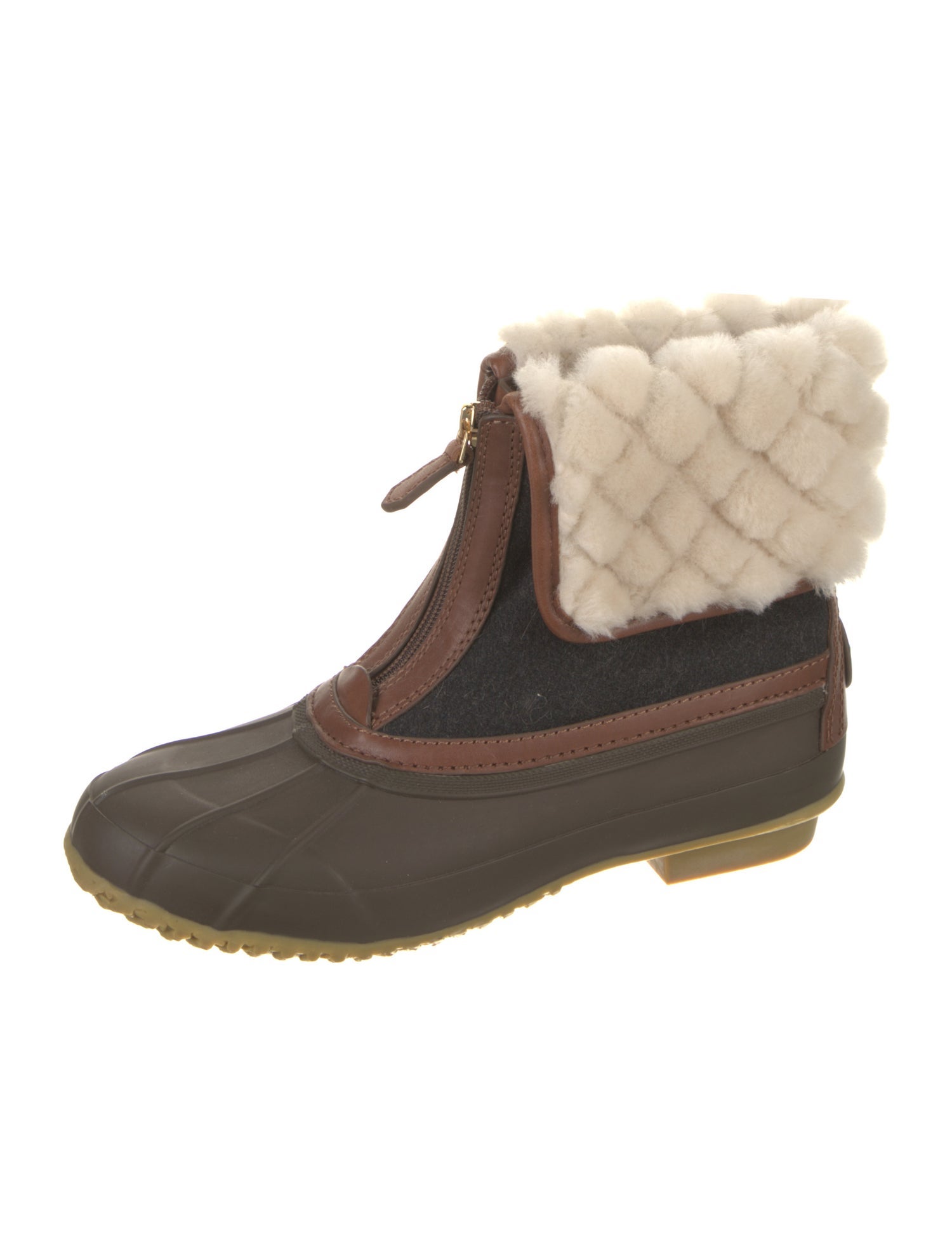 Tory Burch Rubber Colorblock Pattern Rain Boots