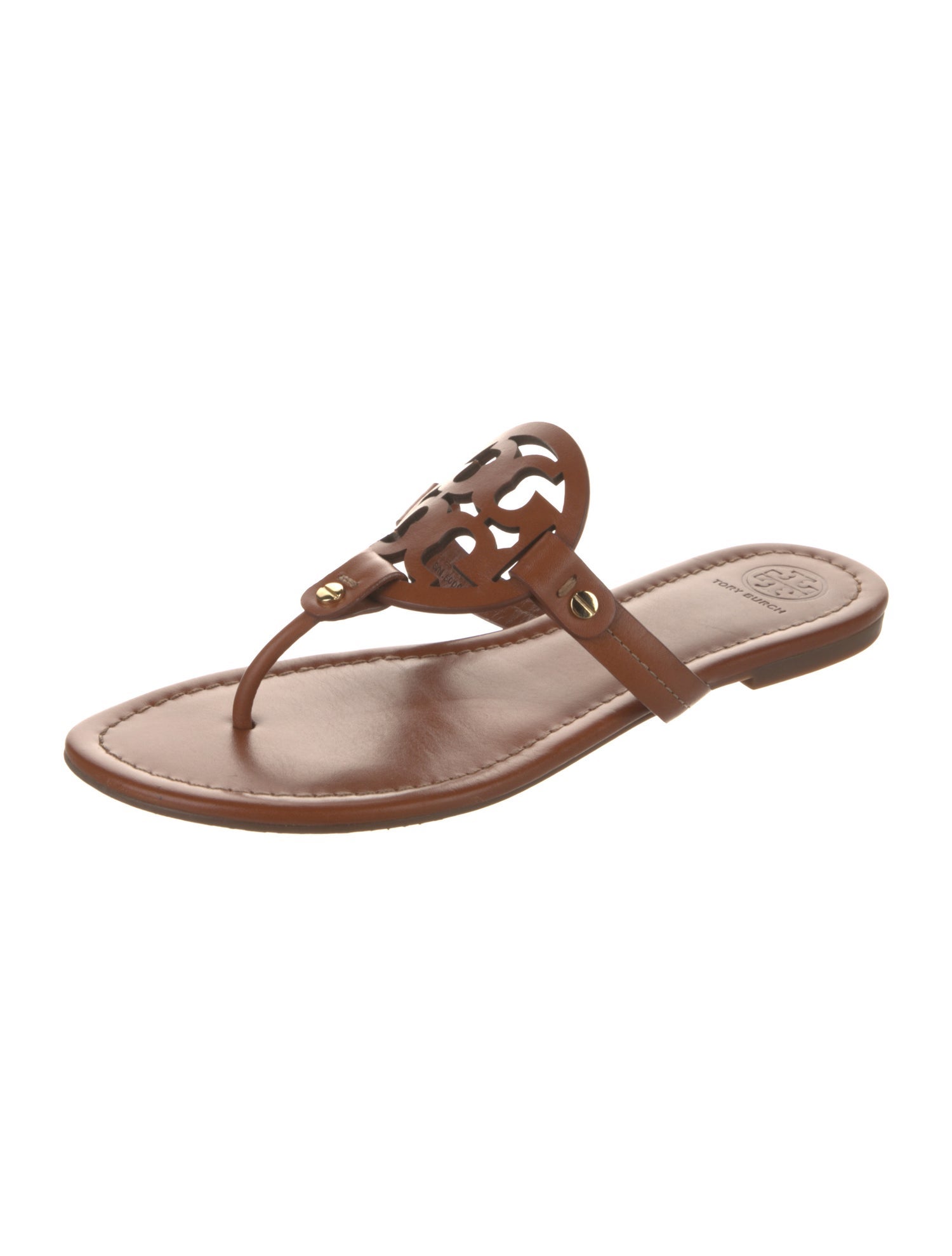 Tory Burch Leather Lasercut Accents Flip Flops
