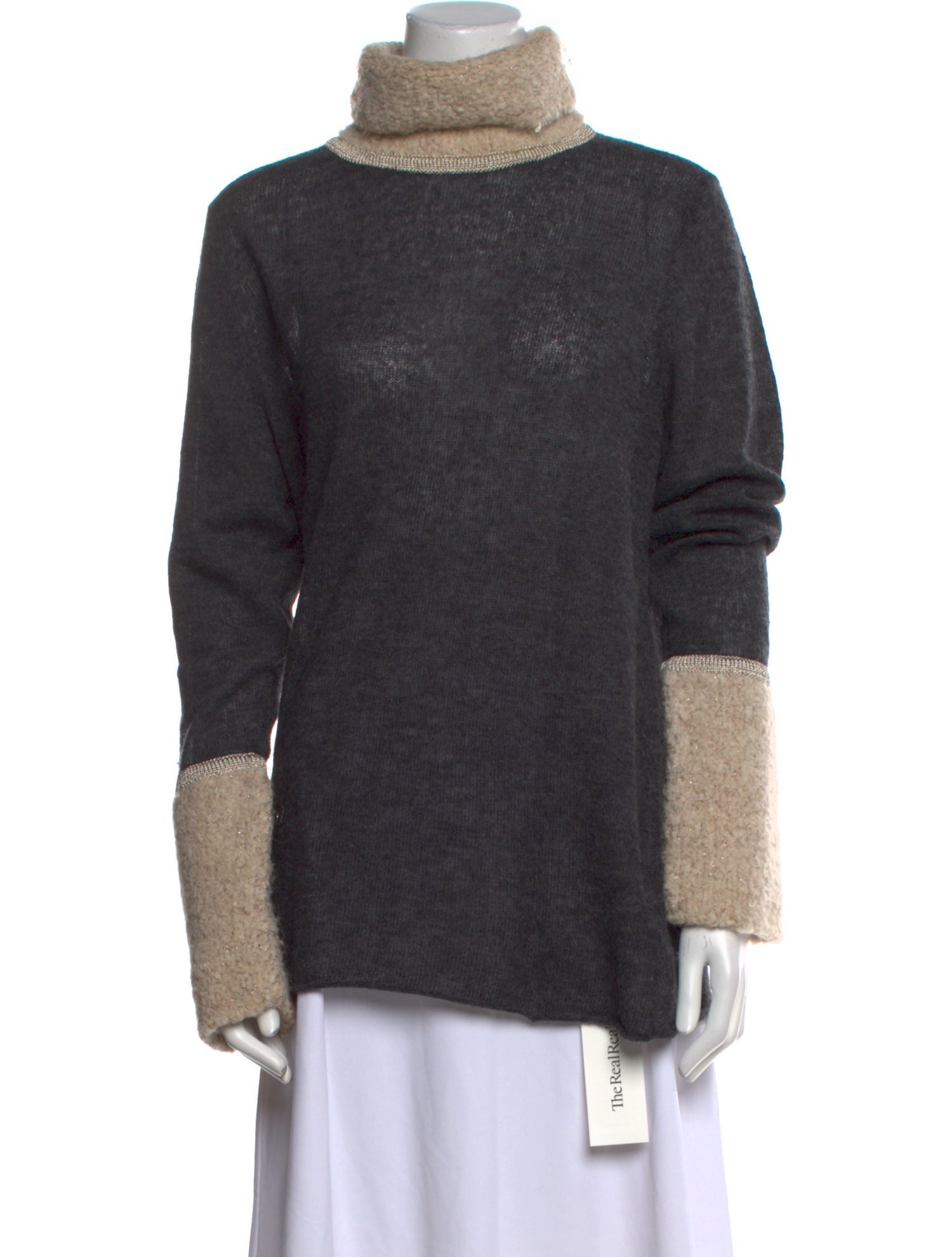 Tory Burch Nylon Colorblock Pattern Sweater