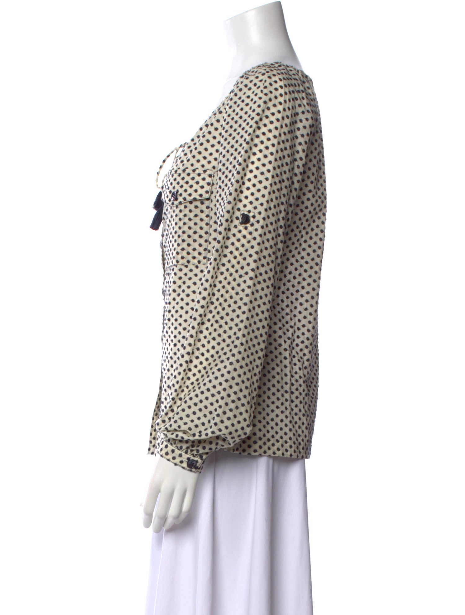 Tory Burch Polka Dot Print Scoop Neck Blouse