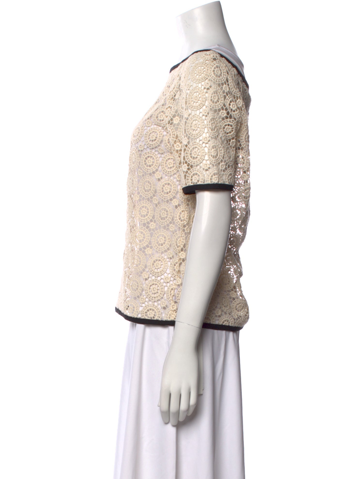 Tory Burch Bateau Neckline Short Sleeve Top