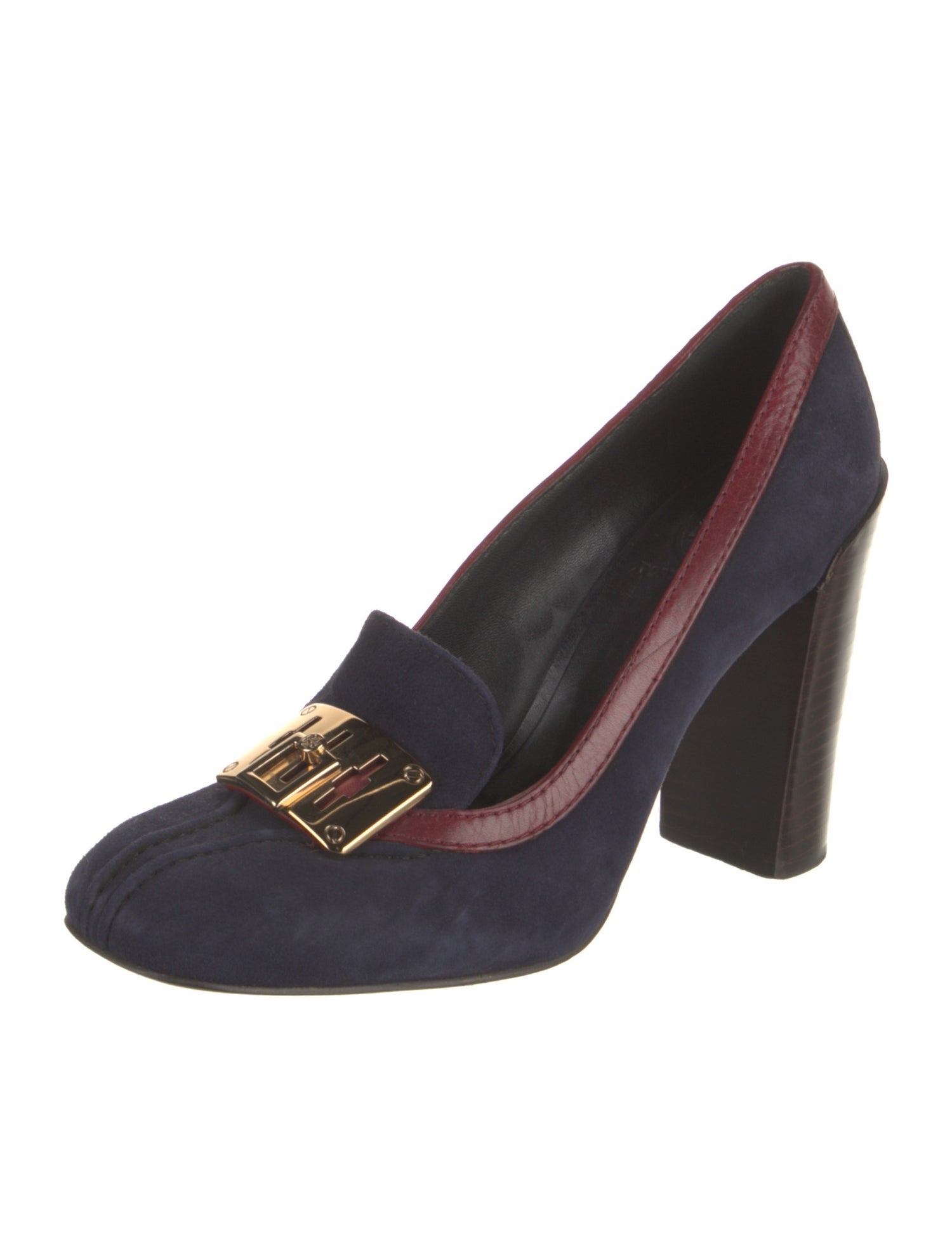 Tory Burch Suede Colorblock Pattern Pumps