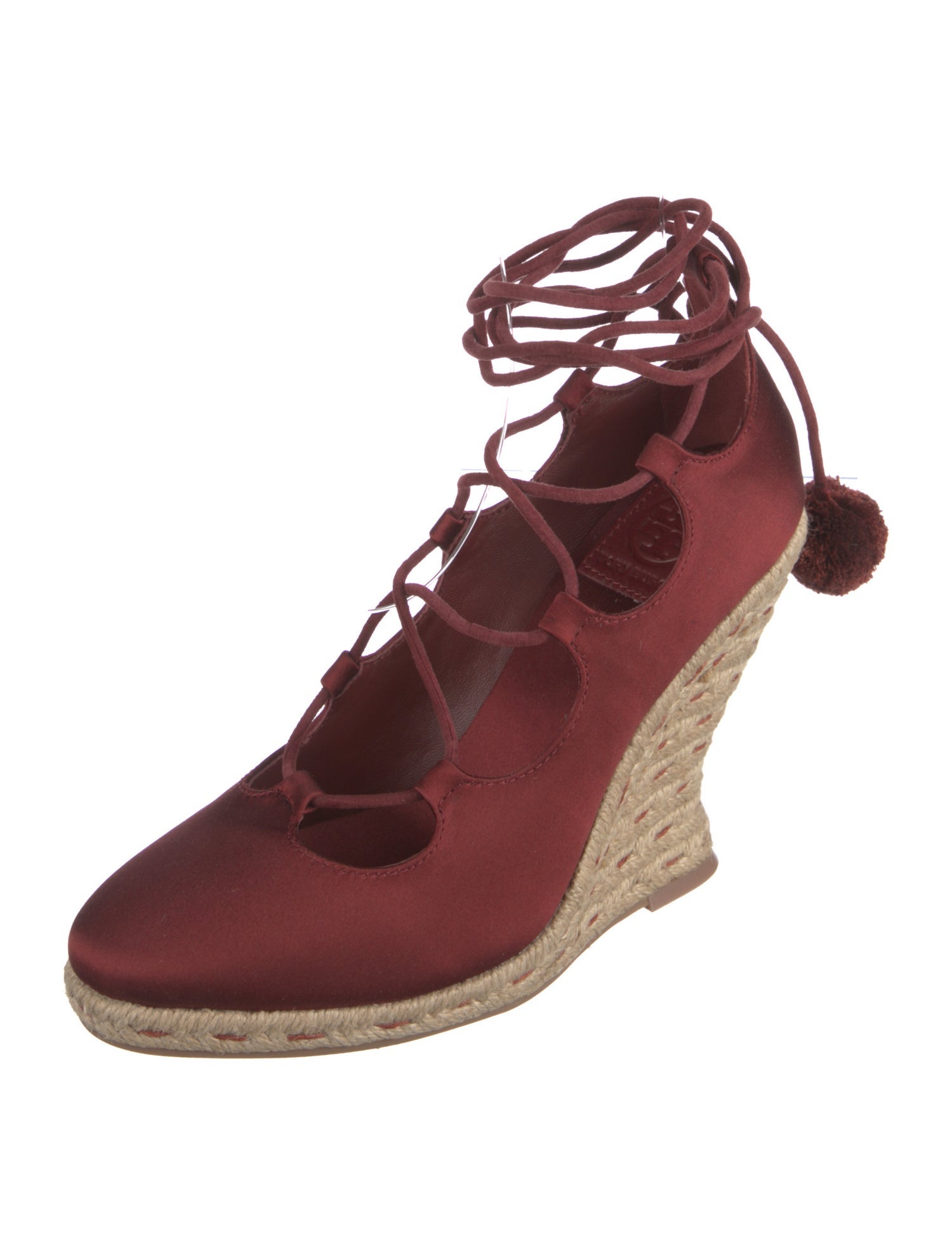 Tory Burch Satin Colorblock Pattern T-Strap Pumps