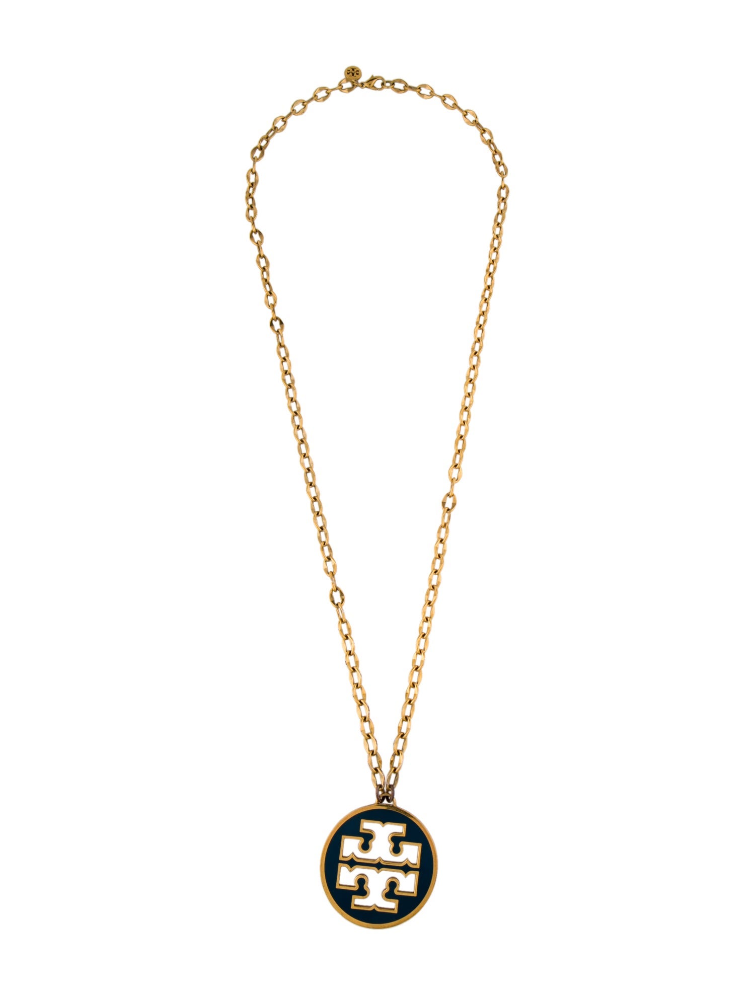 Tory Burch Enamel Logo Pendant Necklace