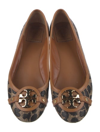 Tory Burch Straw Animal Print Ballet Flats