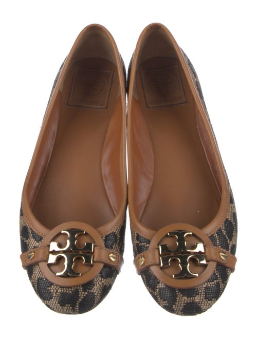 Tory Burch Straw Animal Print Ballet Flats