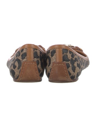 Tory Burch Straw Animal Print Ballet Flats