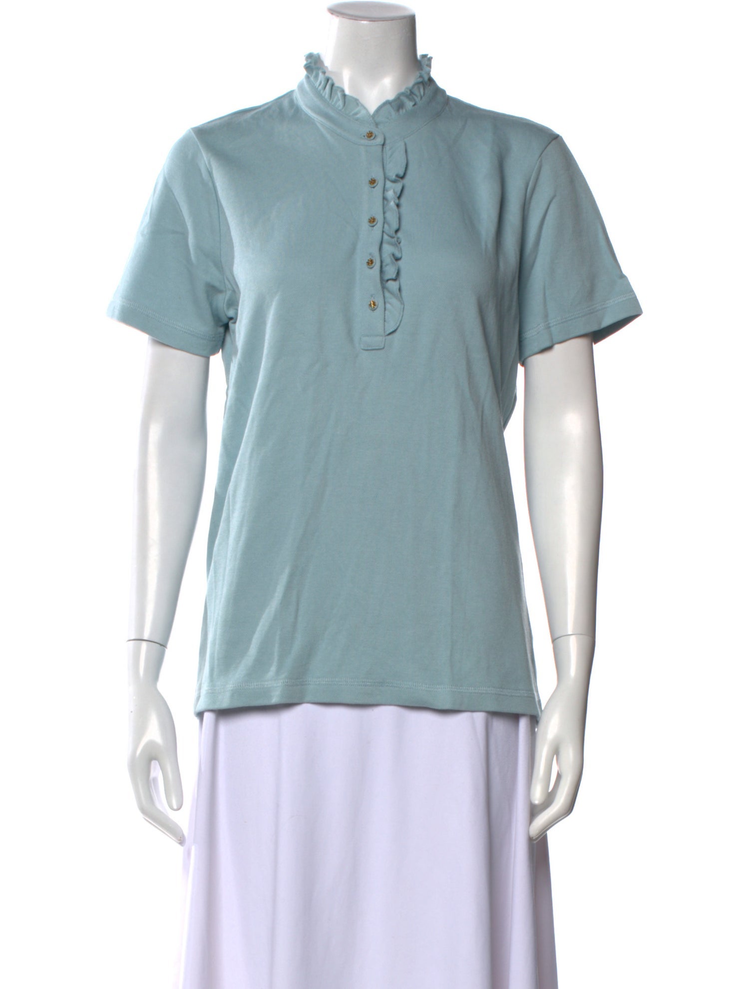 Tory Burch Mock Neck Short Sleeve Polo