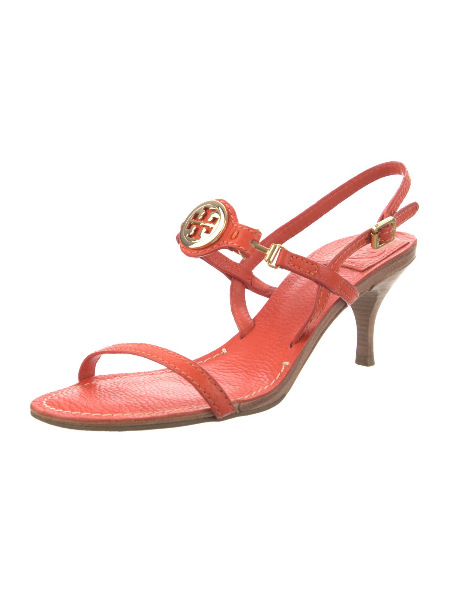 Tory Burch Leather Bow Accents Slingback Sandals